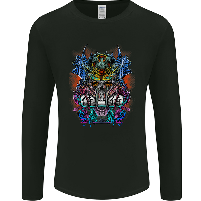 Samurai Skulls Japan Japanes MMA Mens Long Sleeve T-Shirt Black