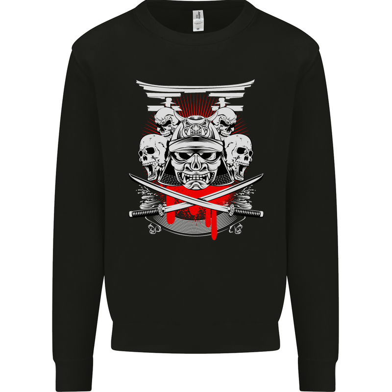 Samurai Skulls Japan Martial Arts MMA Mens Sweatshirt Jumper Black