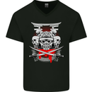 Samurai Skulls Japan Martial Arts MMA Mens V-Neck Cotton T-Shirt Black