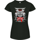 Samurai Skulls Japan Martial Arts MMA Womens Petite Cut T-Shirt Black
