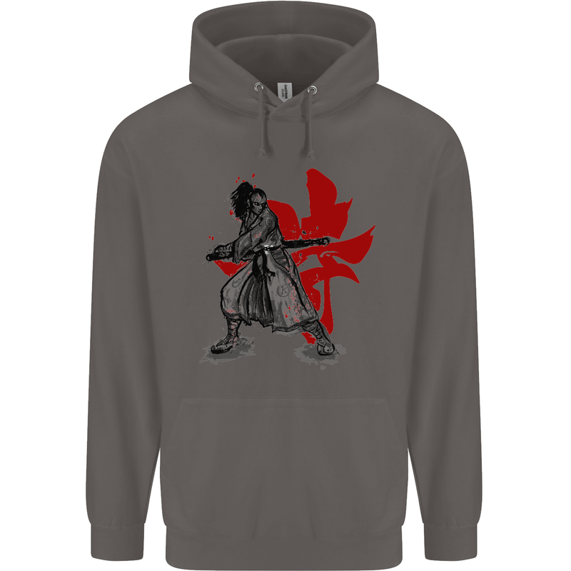 Samurai Spirit MMA Mixed Martial Arts Mens 80% Cotton Hoodie Charcoal