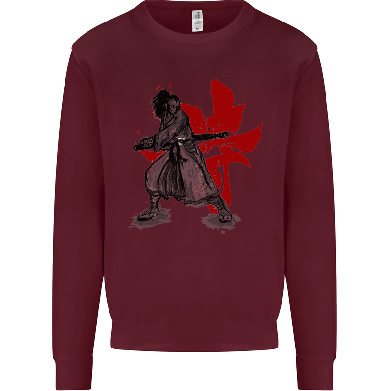 Samurai Spirit MMA Mixed Martial Arts Mens Sweatshirt Jumper Maroon