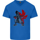 Samurai Spirit MMA Mixed Martial Arts Mens V-Neck Cotton T-Shirt Royal Blue