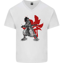 Samurai Spirit MMA Mixed Martial Arts Mens V-Neck Cotton T-Shirt White