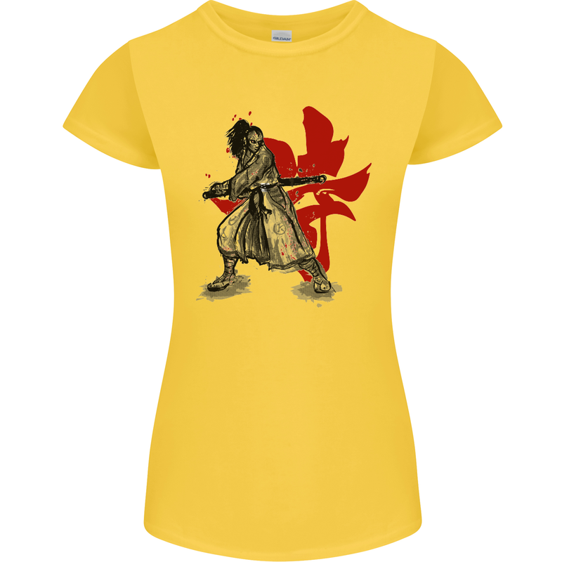 Samurai Spirit MMA Mixed Martial Arts Womens Petite Cut T-Shirt Yellow