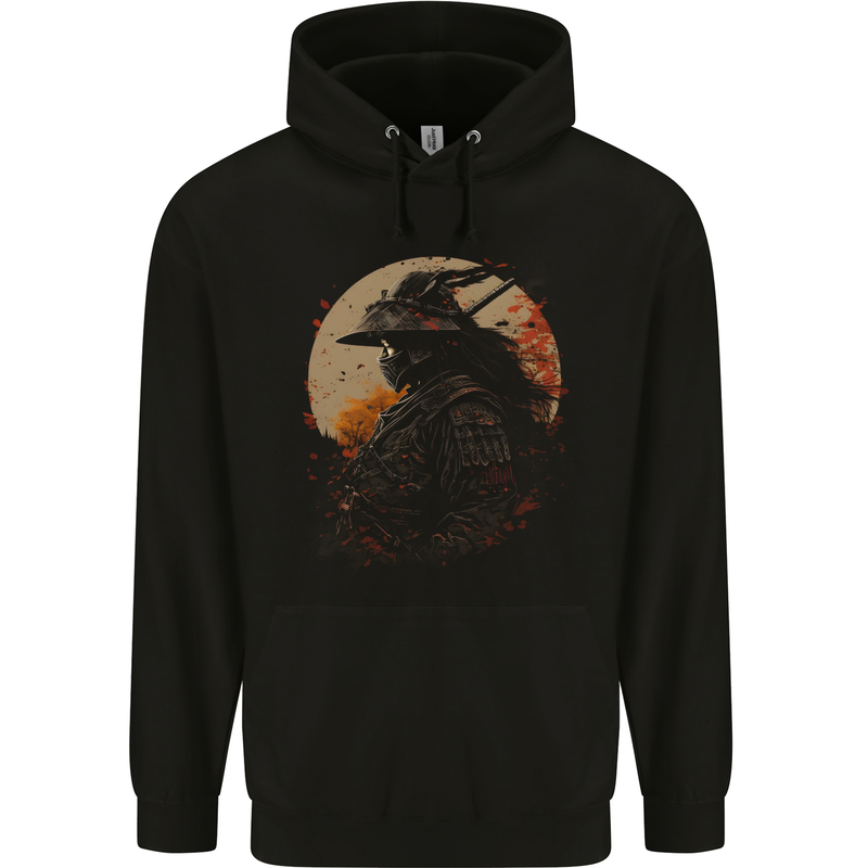Samurai Storm Japanese Fantasy Warrior Childrens Kids Hoodie Black