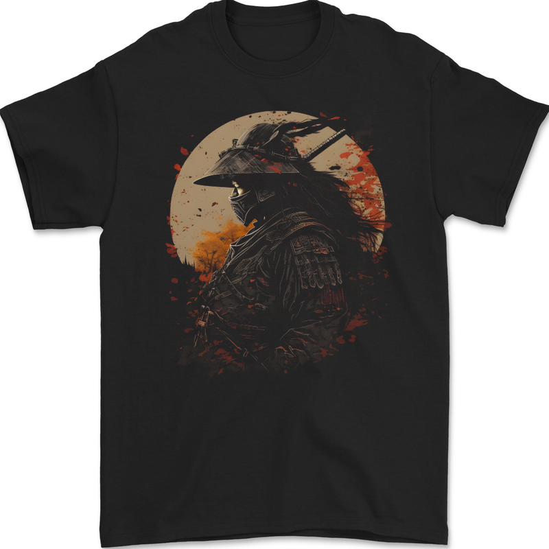 Samurai Storm Japanese Fantasy Warrior Mens Gildan Cotton T-Shirt Black