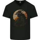 Samurai Storm Japanese Fantasy Warrior Mens V-Neck Cotton T-Shirt Black