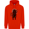 Samurai Sun  MMA Warrior Childrens Kids Hoodie Bright Red