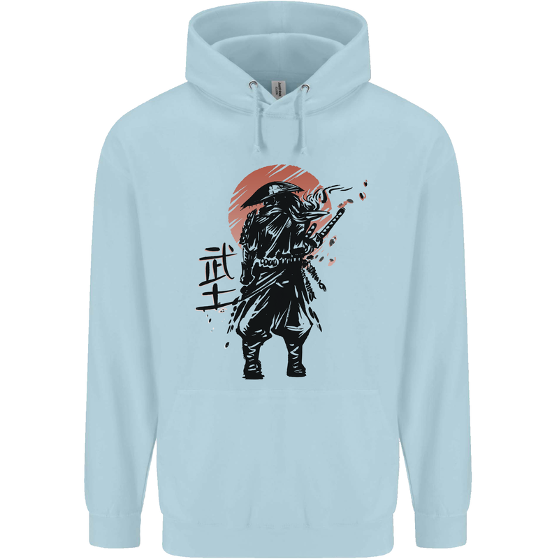 Samurai Sun  MMA Warrior Childrens Kids Hoodie Light Blue