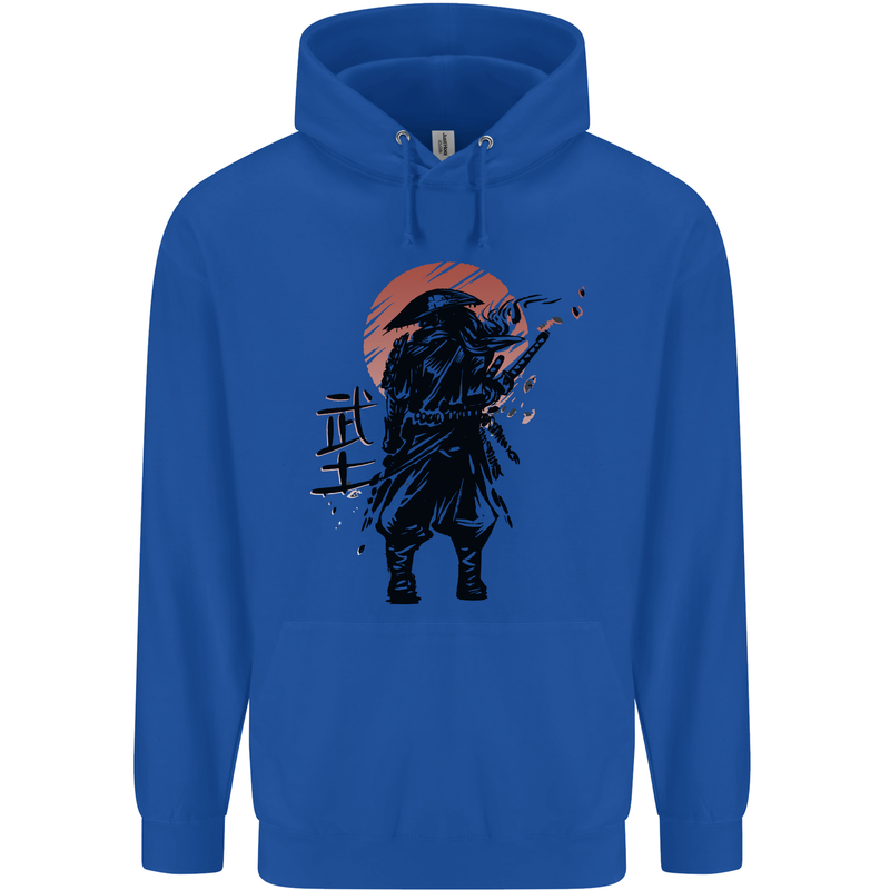 Samurai Sun  MMA Warrior Childrens Kids Hoodie Royal Blue