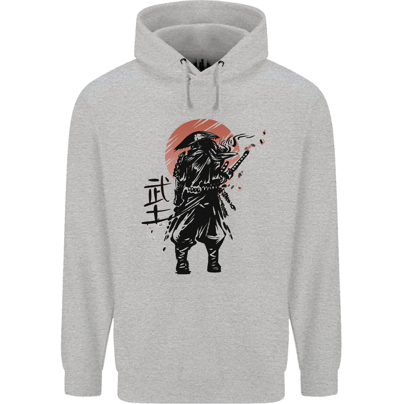 Samurai Sun  MMA Warrior Childrens Kids Hoodie Sports Grey