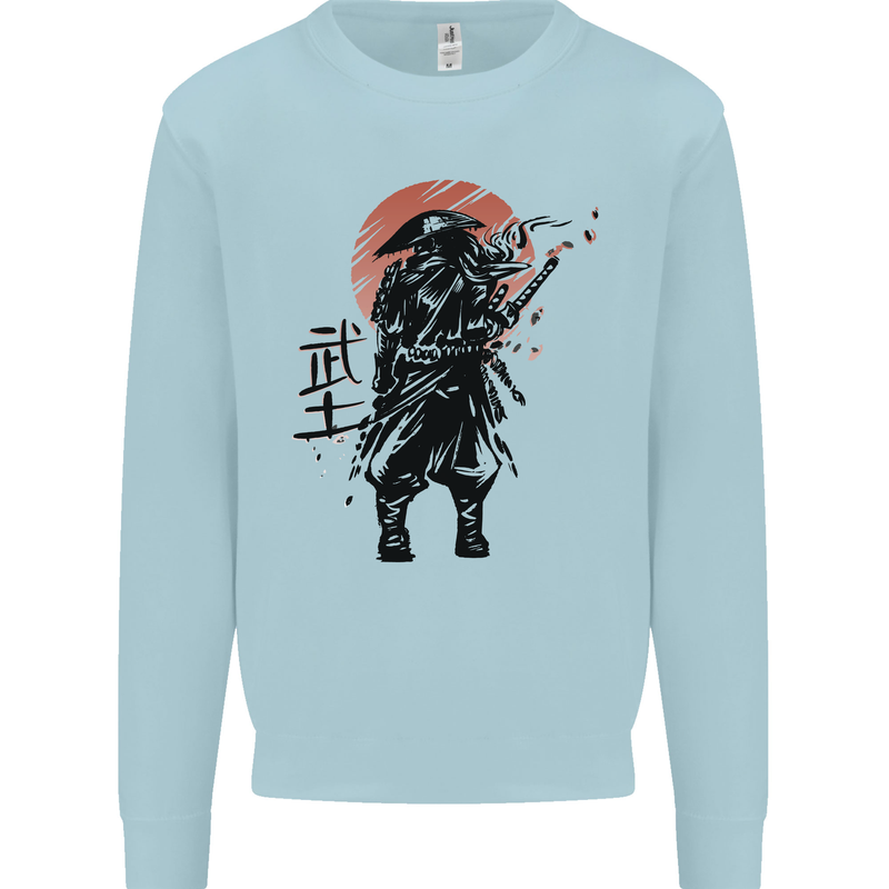 Samurai Sun  MMA Warrior Kids Sweatshirt Jumper Light Blue