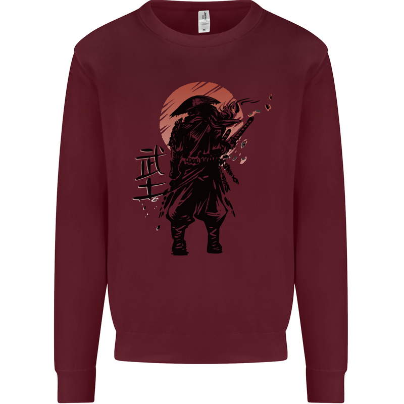 Samurai Sun  MMA Warrior Kids Sweatshirt Jumper Maroon