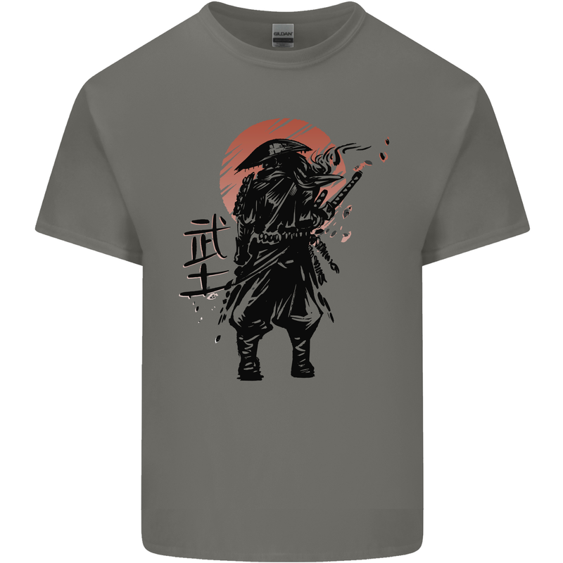 Samurai Sun  MMA Warrior Mens Cotton T-Shirt Tee Top Charcoal