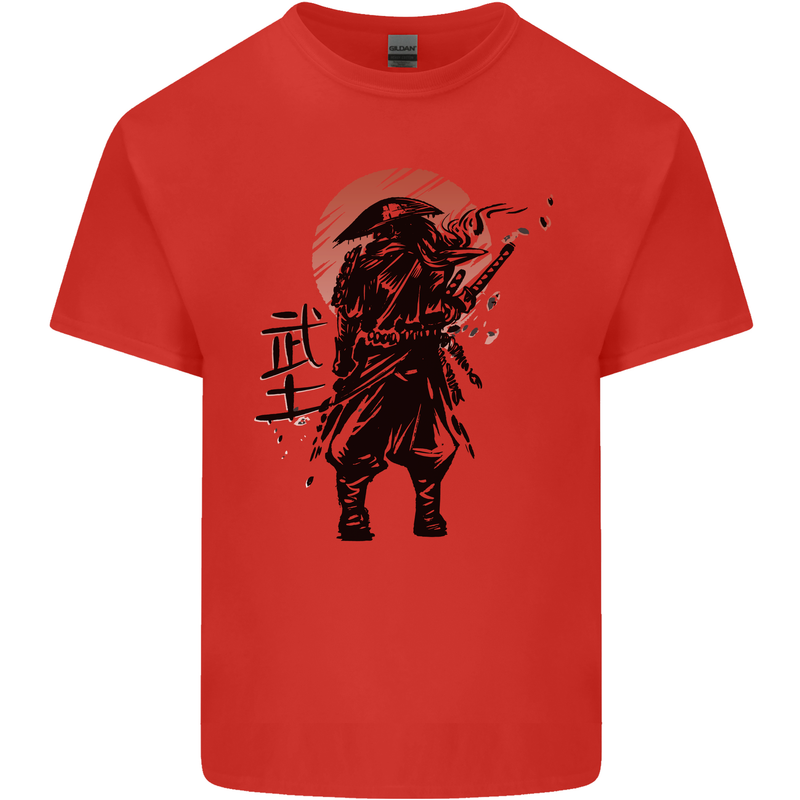 Samurai Sun  MMA Warrior Mens Cotton T-Shirt Tee Top Red