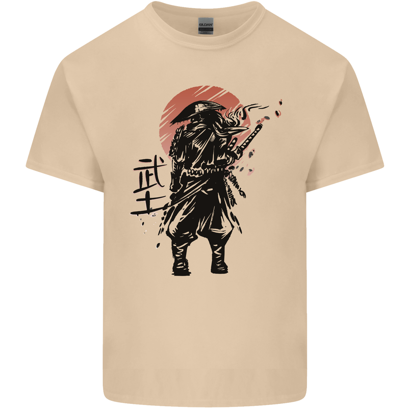 Samurai Sun  MMA Warrior Mens Cotton T-Shirt Tee Top Sand