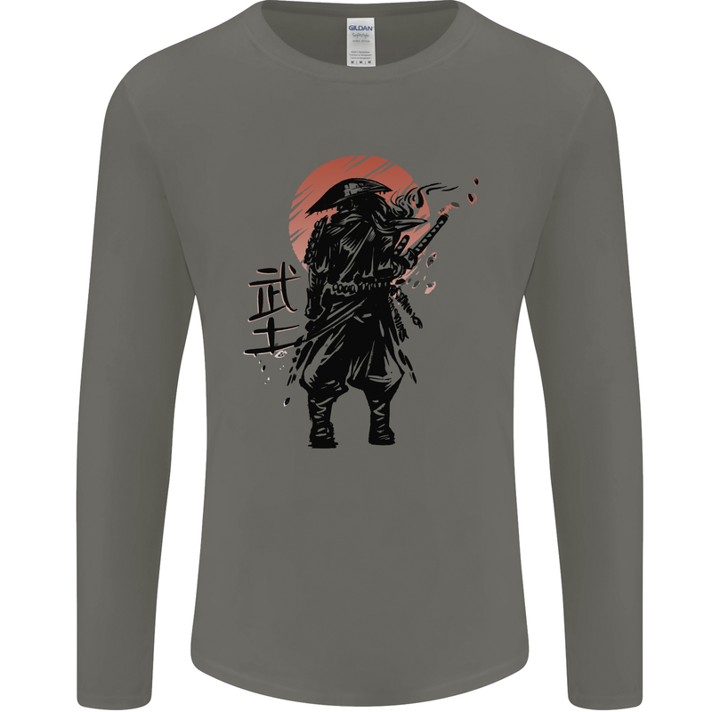 Samurai Sun  MMA Warrior Mens Long Sleeve T-Shirt Charcoal
