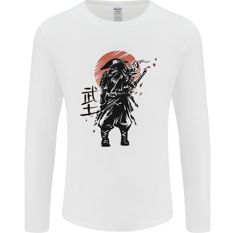 Samurai Sun  MMA Warrior Mens Long Sleeve T-Shirt White
