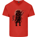 Samurai Sun  MMA Warrior Mens V-Neck Cotton T-Shirt Red