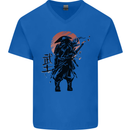 Samurai Sun  MMA Warrior Mens V-Neck Cotton T-Shirt Royal Blue