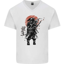 Samurai Sun  MMA Warrior Mens V-Neck Cotton T-Shirt White