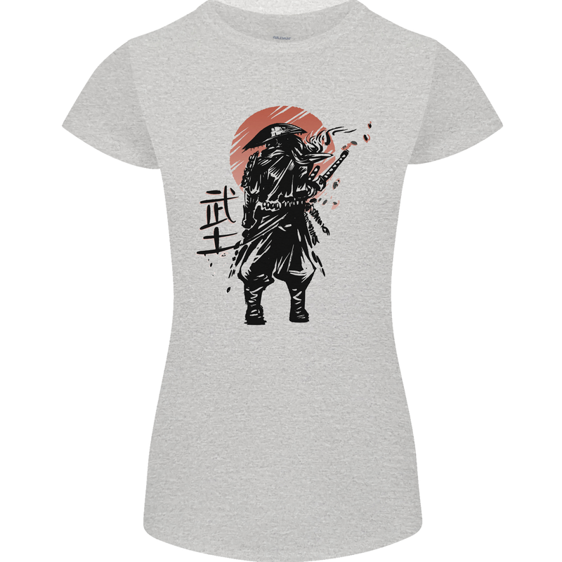 Samurai Sun  MMA Warrior Womens Petite Cut T-Shirt Sports Grey