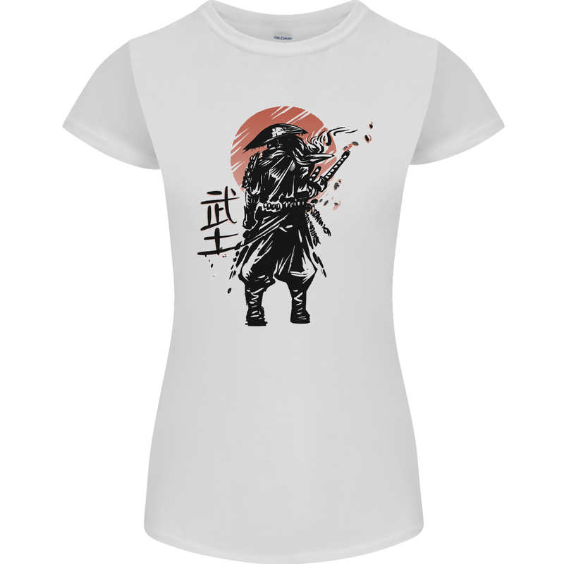 Samurai Sun  MMA Warrior Womens Petite Cut T-Shirt White