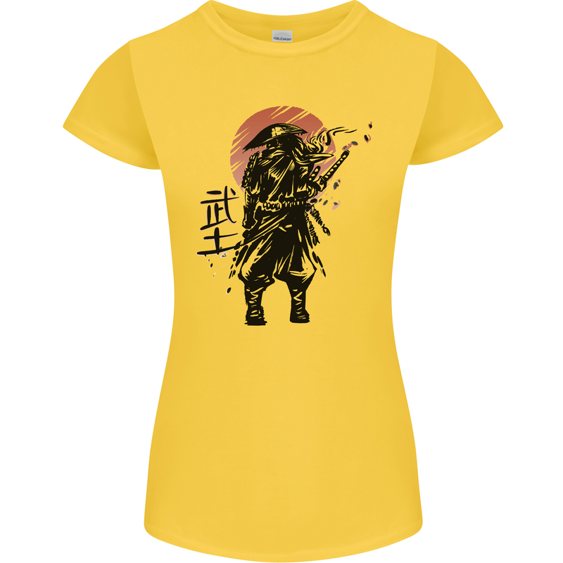 Samurai Sun  MMA Warrior Womens Petite Cut T-Shirt Yellow