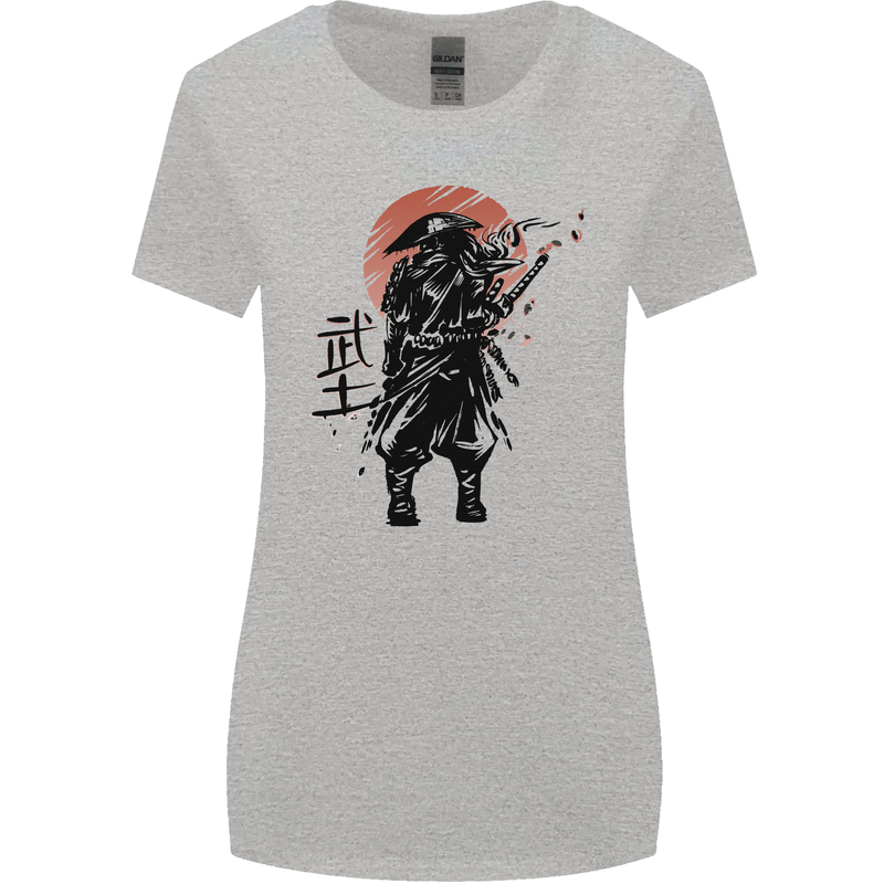 Samurai Sun  MMA Warrior Womens Wider Cut T-Shirt Sports Grey