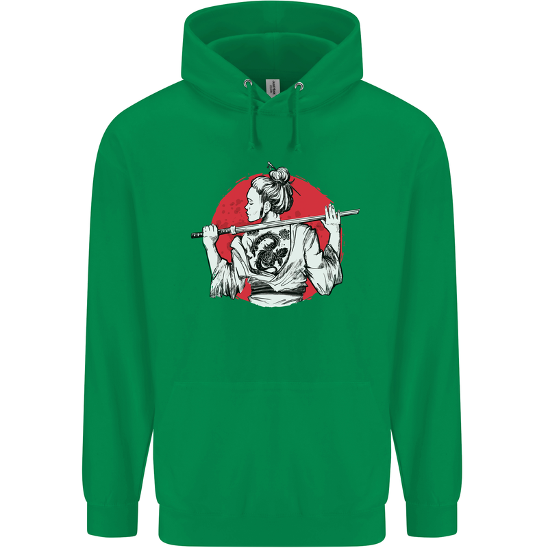 Samurai Tattoo Girl MMA Kenjutsu Kendo Iaido Childrens Kids Hoodie Irish Green