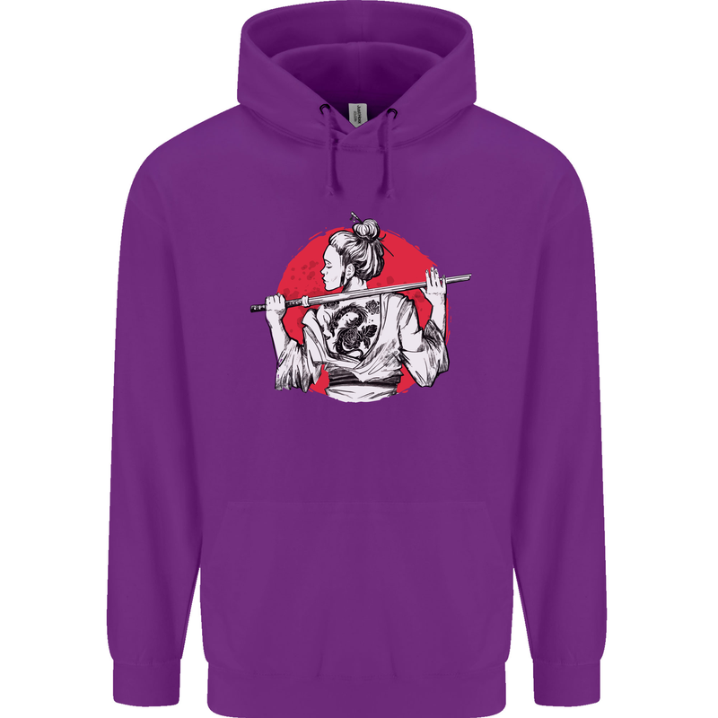 Samurai Tattoo Girl MMA Kenjutsu Kendo Iaido Childrens Kids Hoodie Purple