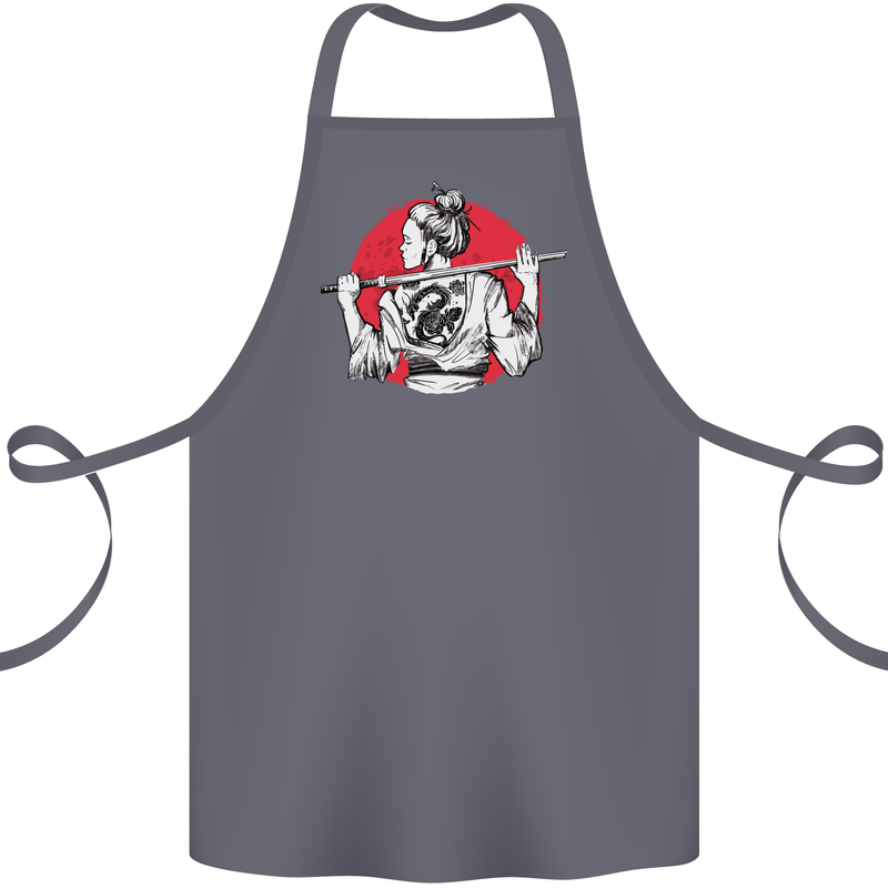Samurai Tattoo Girl MMA Kenjutsu Kendo Iaido Cotton Apron 100% Organic Steel