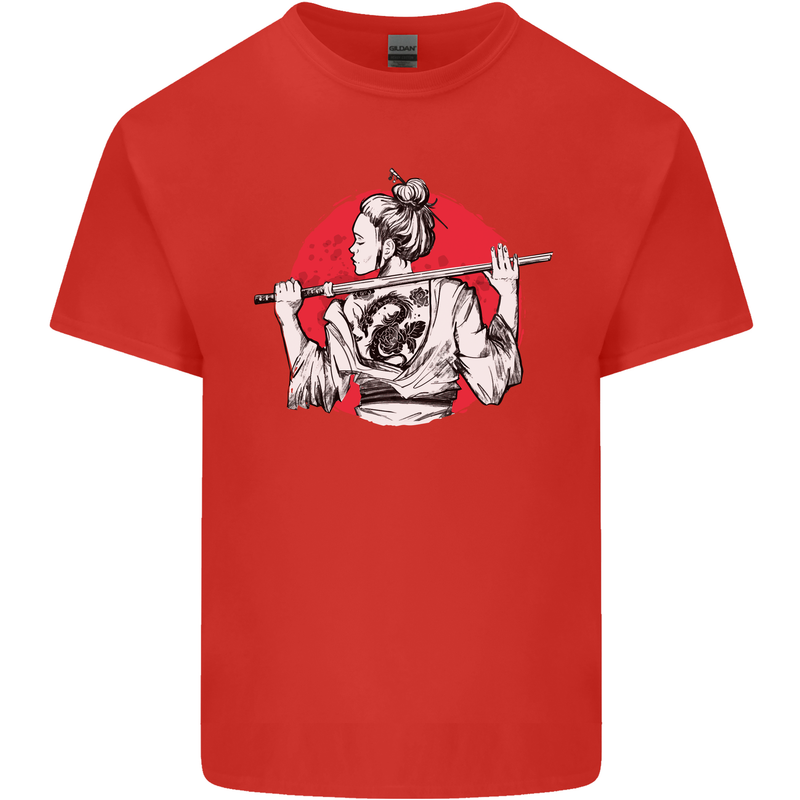 Samurai Tattoo Girl MMA Kenjutsu Kendo Iaido Kids T-Shirt Childrens Red
