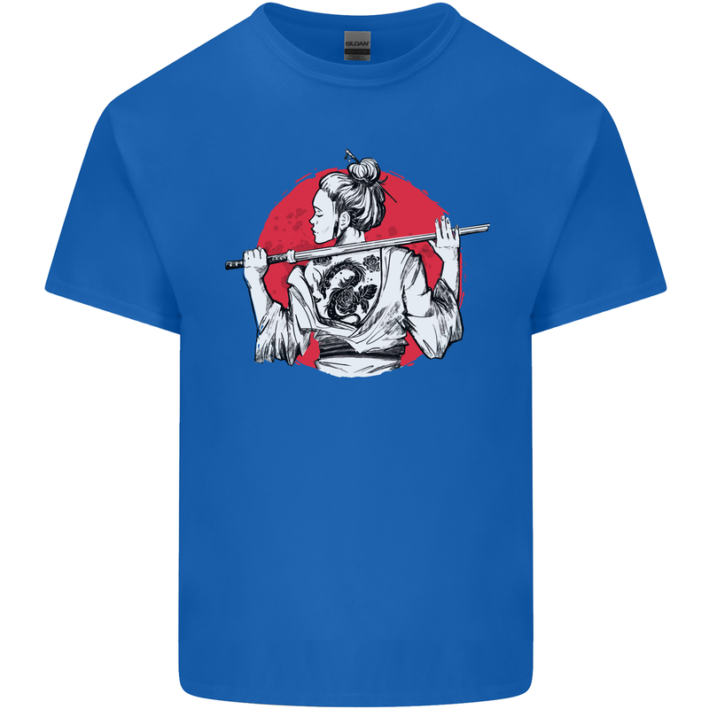 Samurai Tattoo Girl MMA Kenjutsu Kendo Iaido Kids T-Shirt Childrens Royal Blue