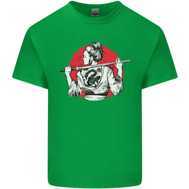 Samurai Tattoo Girl MMA Kenjutsu Kendo Iaido Mens Cotton T-Shirt Tee Top Irish Green