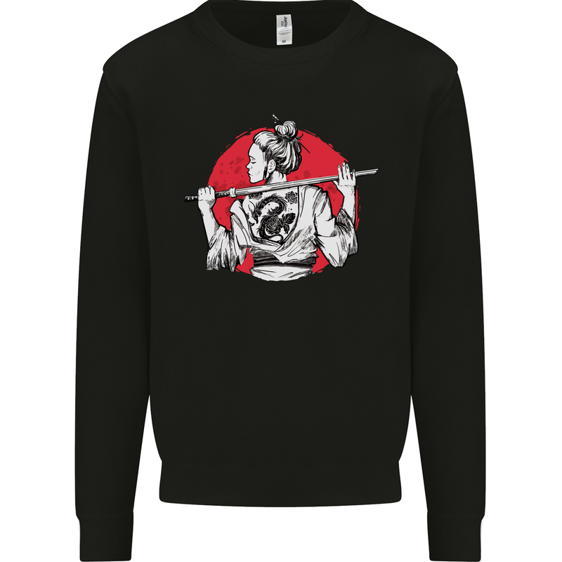 Samurai Tattoo Girl MMA Kenjutsu Kendo Iaido Mens Sweatshirt Jumper Black