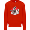 Samurai Tattoo Girl MMA Kenjutsu Kendo Iaido Mens Sweatshirt Jumper Bright Red