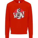 Samurai Tattoo Girl MMA Kenjutsu Kendo Iaido Mens Sweatshirt Jumper Bright Red