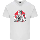 Samurai Tattoo Girl MMA Kenjutsu Kendo Iaido Mens V-Neck Cotton T-Shirt White