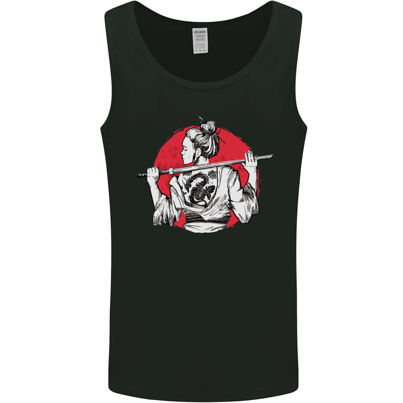 Samurai Tattoo Girl MMA Kenjutsu Kendo Iaido Mens Vest Tank Top Black