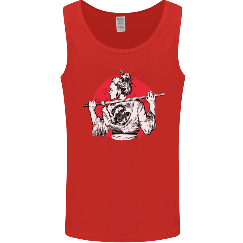 Samurai Tattoo Girl MMA Kenjutsu Kendo Iaido Mens Vest Tank Top Red