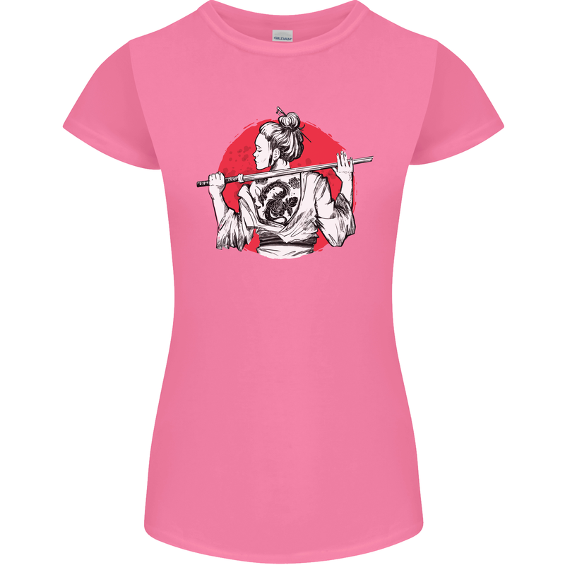 Samurai Tattoo Girl MMA Kenjutsu Kendo Iaido Womens Petite Cut T-Shirt Azalea