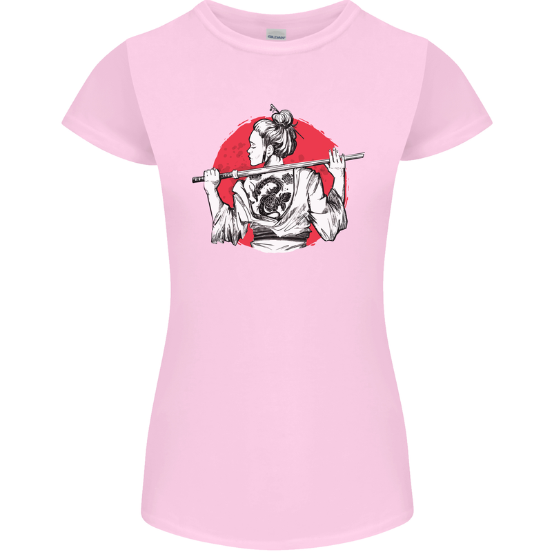 Samurai Tattoo Girl MMA Kenjutsu Kendo Iaido Womens Petite Cut T-Shirt Light Pink