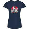 Samurai Tattoo Girl MMA Kenjutsu Kendo Iaido Womens Petite Cut T-Shirt Navy Blue