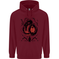 Samurai Warrior Dragon & Sun Fantasy MMA Childrens Kids Hoodie Maroon