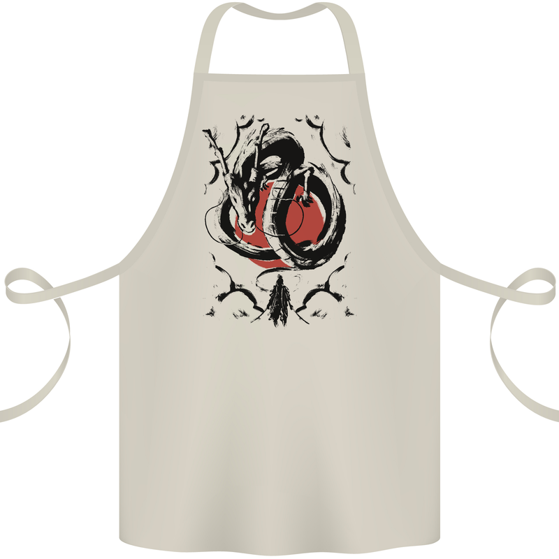 Samurai Warrior Dragon & Sun Fantasy MMA Cotton Apron 100% Organic Natural