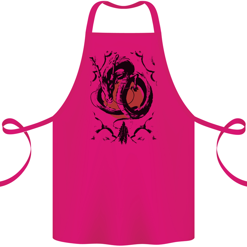Samurai Warrior Dragon & Sun Fantasy MMA Cotton Apron 100% Organic Pink