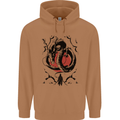 Samurai Warrior Dragon & Sun Fantasy MMA Mens 80% Cotton Hoodie Caramel Latte