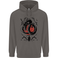 Samurai Warrior Dragon & Sun Fantasy MMA Mens 80% Cotton Hoodie Charcoal